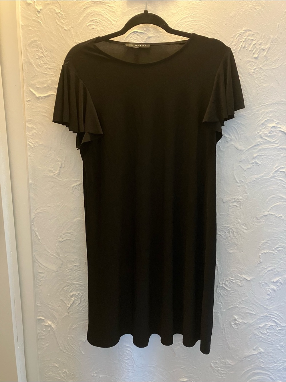Black Flutter-Sleeve Mini Dress